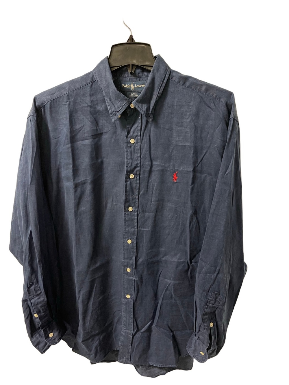 Polo Ralph Lauren Men’s Navy Linen/Cotton Dress Shirt Button Down Sz XL